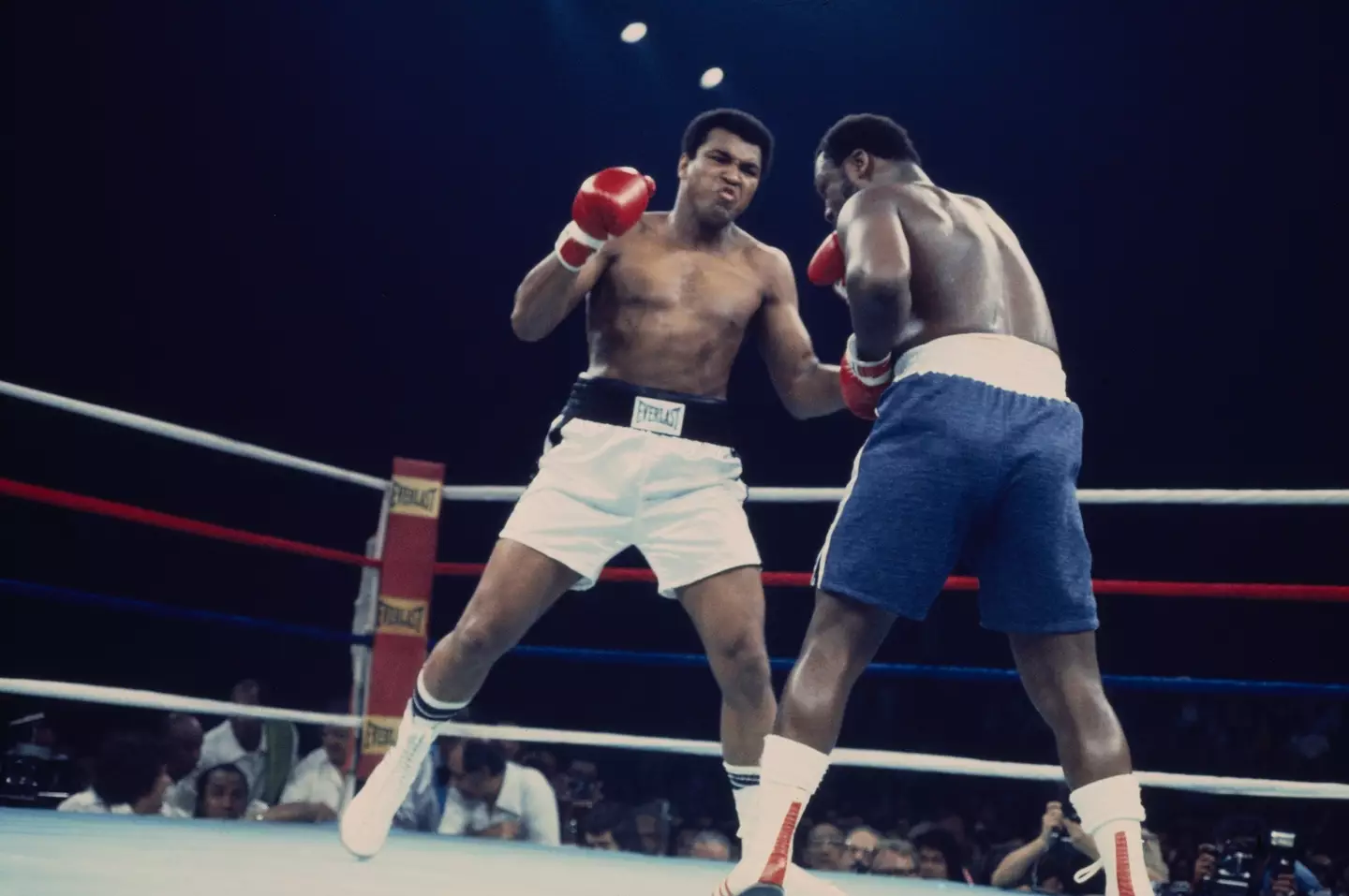 Muhammad Ali during his bout against Joe Frazier. Image: Getty