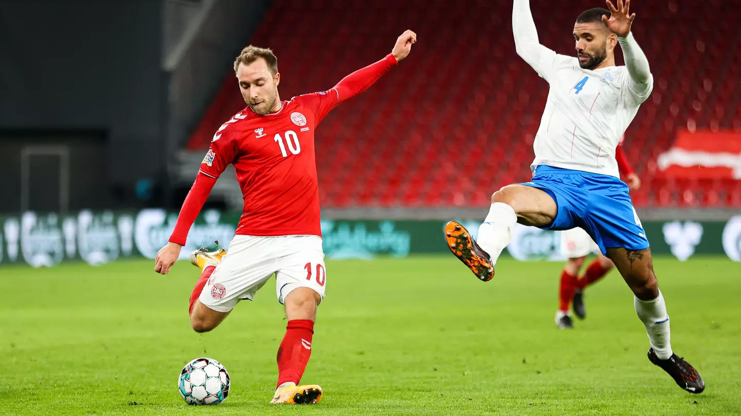 Christen Eriksen playing for Denmark