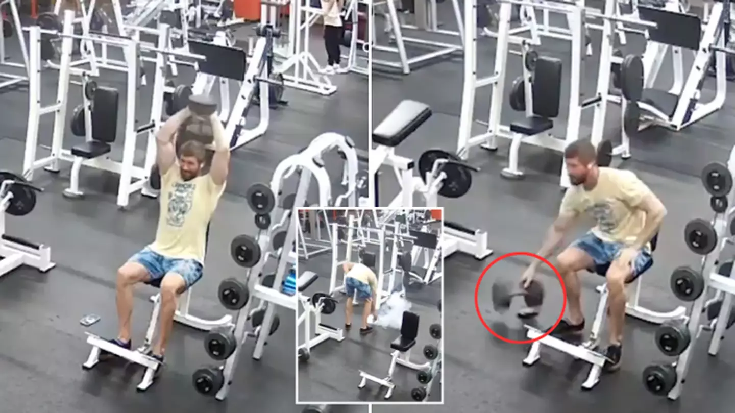 Shocking moment lad’s iPhone explodes in gym after dropping weight on it