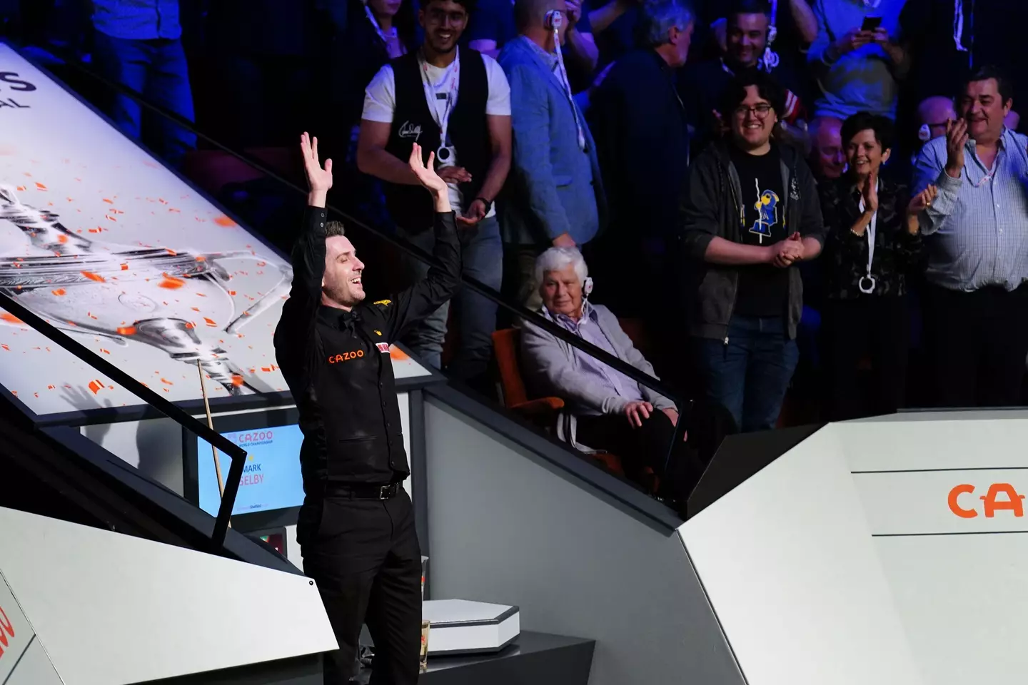 Selby takes in a standing ovation from the crowd. Image: Alamy