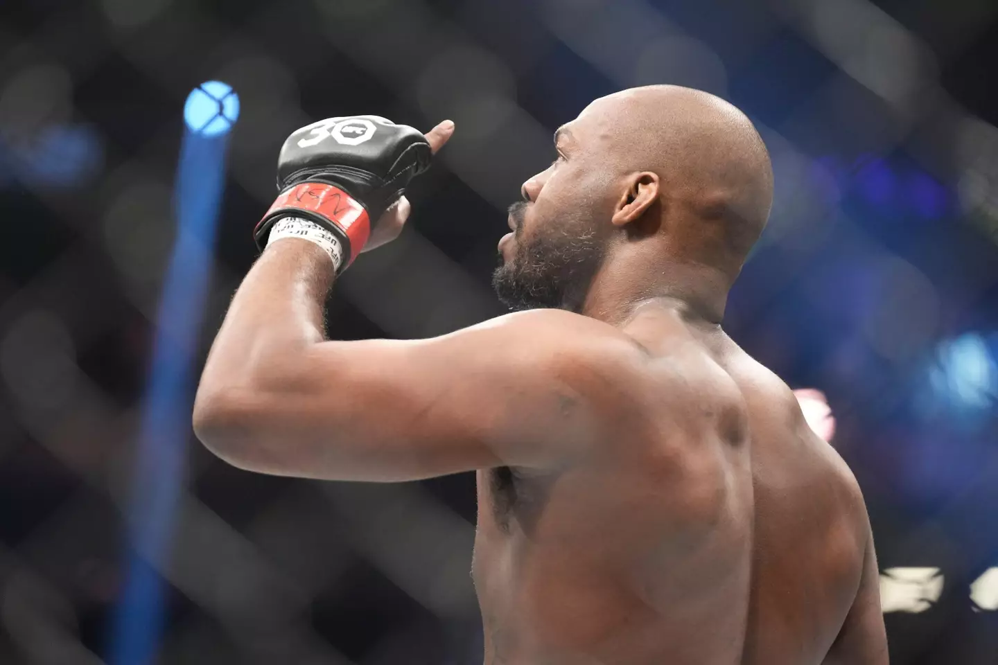 Jon Jones celebrates his victory over Ciryl Gane at UFC 285. Image: Alamy
