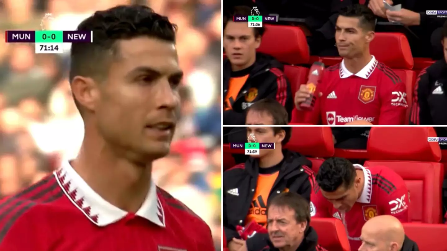 Fuming Cristiano Ronaldo was not happy when Erik ten Hag took him off against Newcastle