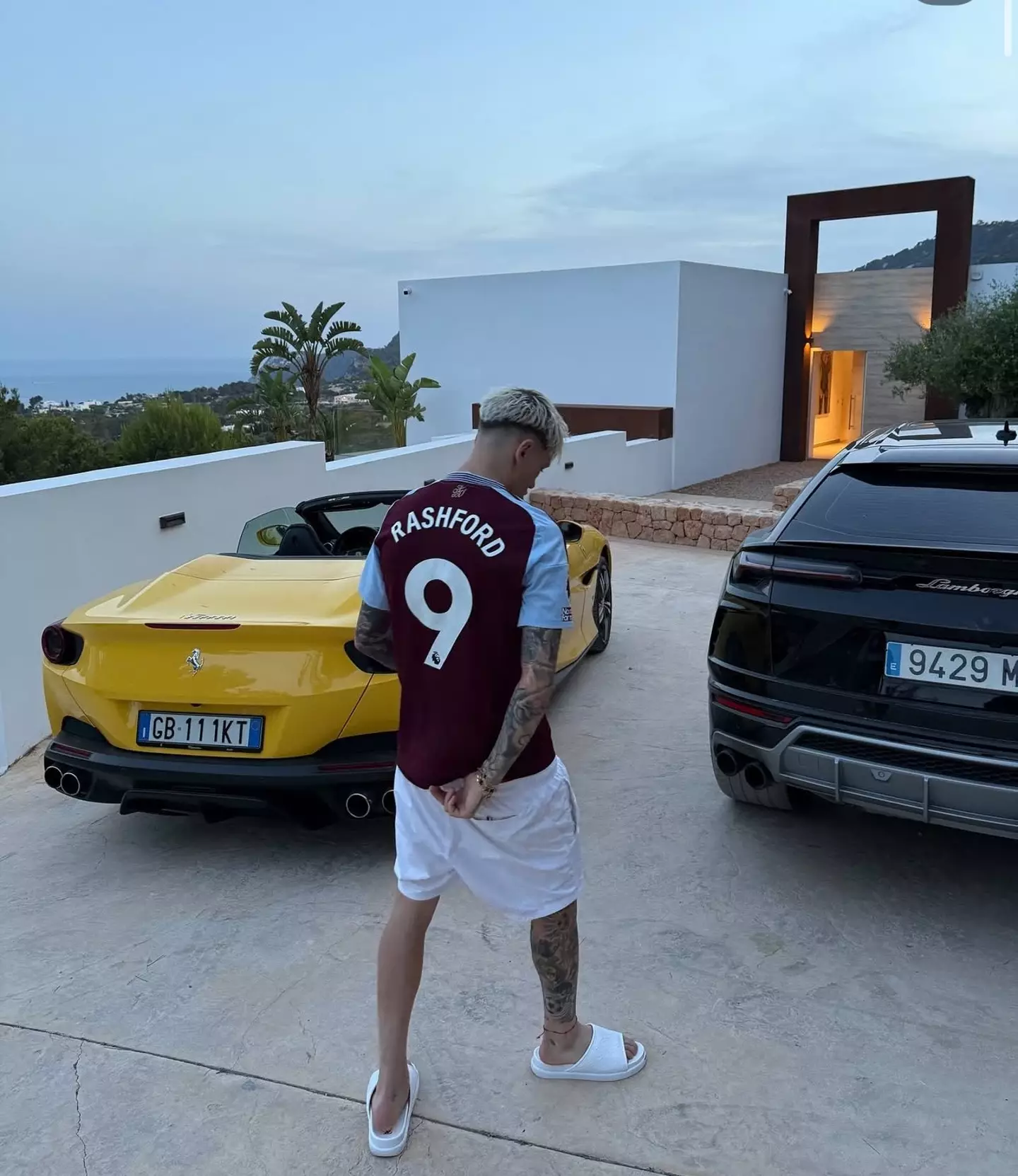 Garnacho posted a picture of himself wearing an Aston Villa shirt while on holiday in Ibiza. Image credit: garnacho7