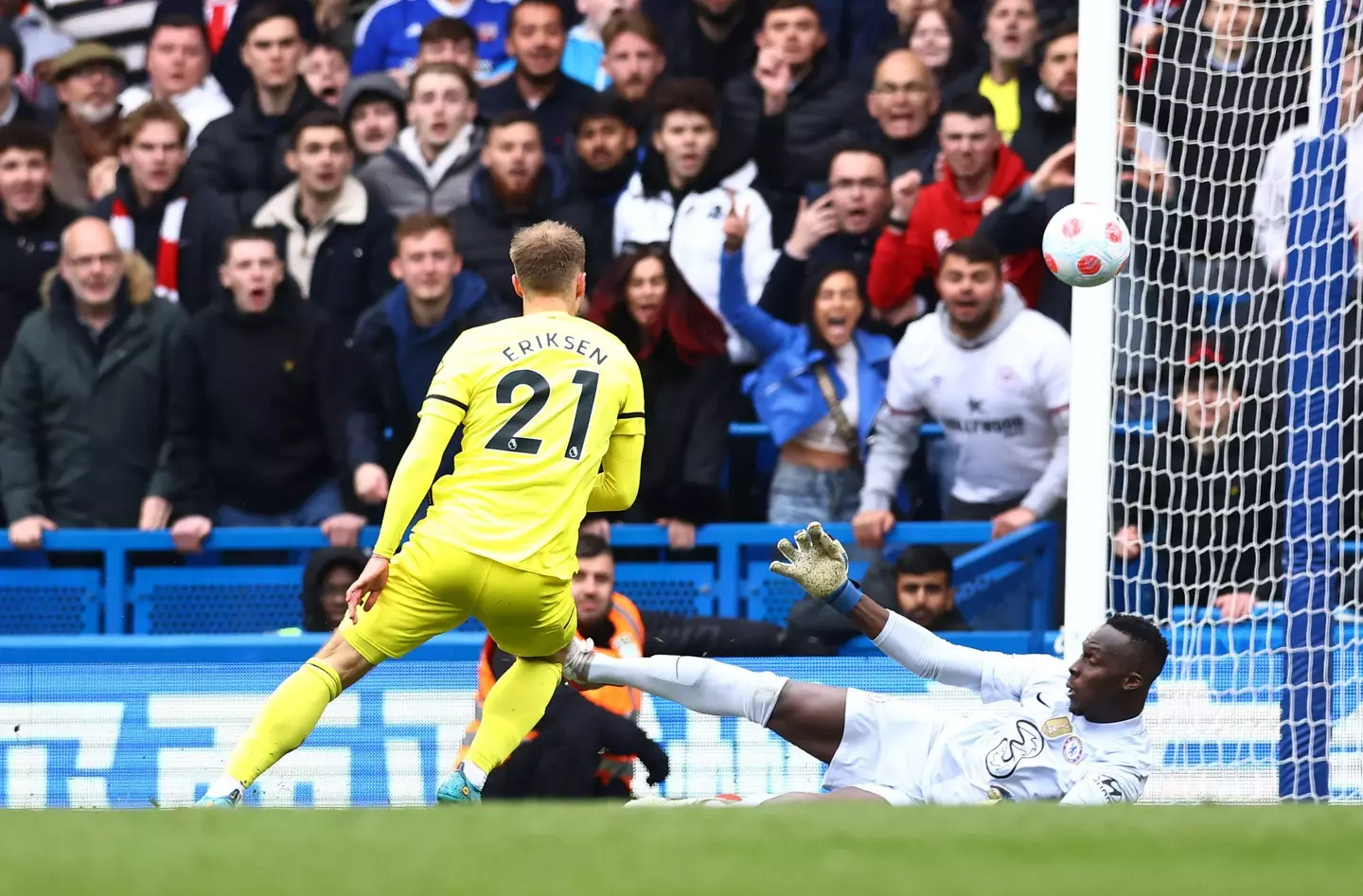 Eriksen scored as Brentford thrashed Chelsea at Stamford Bridge (Image: PA)