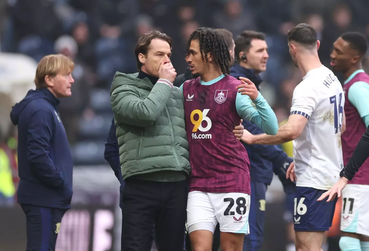 Mejbri spoke to Burnley manager Scott Parker after the incident with Osmajic (Image: Getty)
