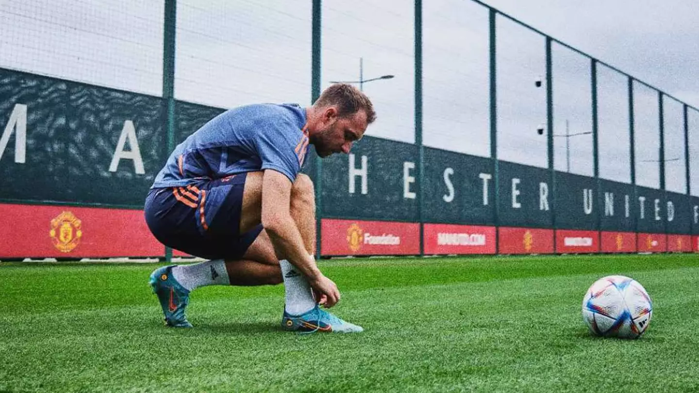 Christian Eriksen in Manchester United training. (Man Utd)