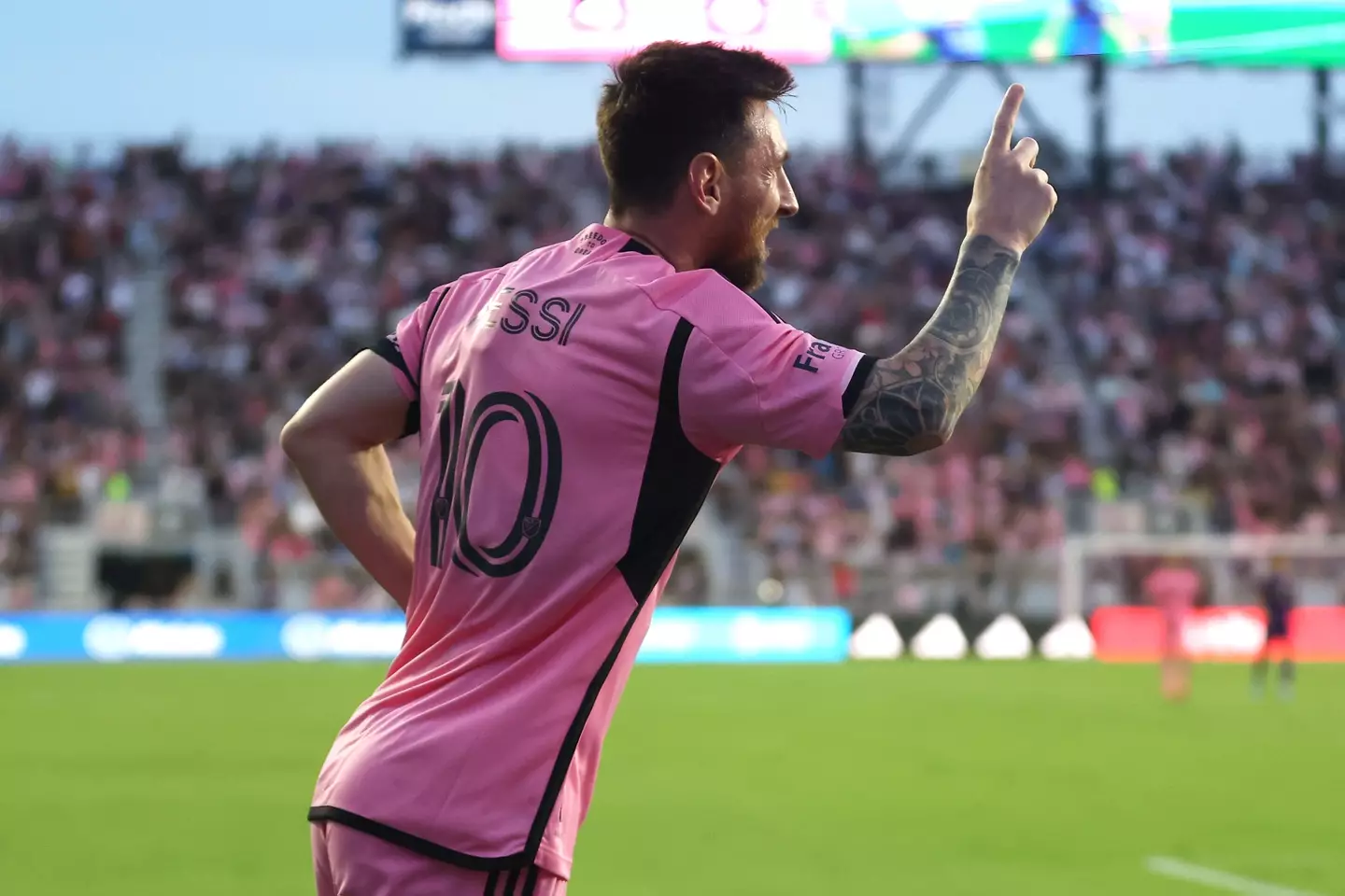 Messi netted a brace in a 5-0 rout