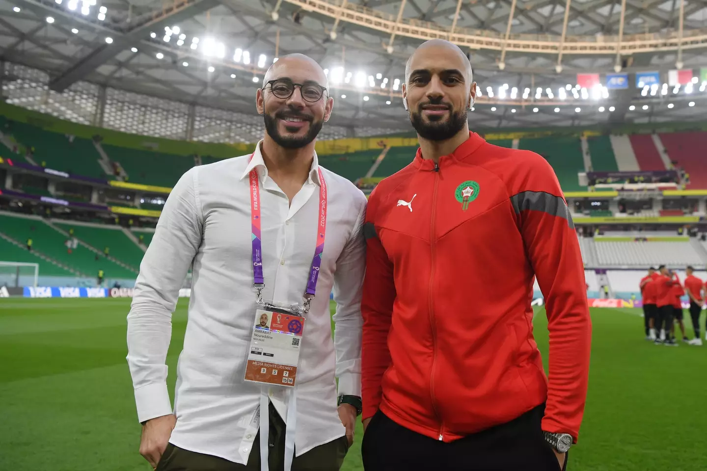 Nordin Amrabat(L) with his brother Sofyan Amrabat(R) during the 2022 World Cup. Image
