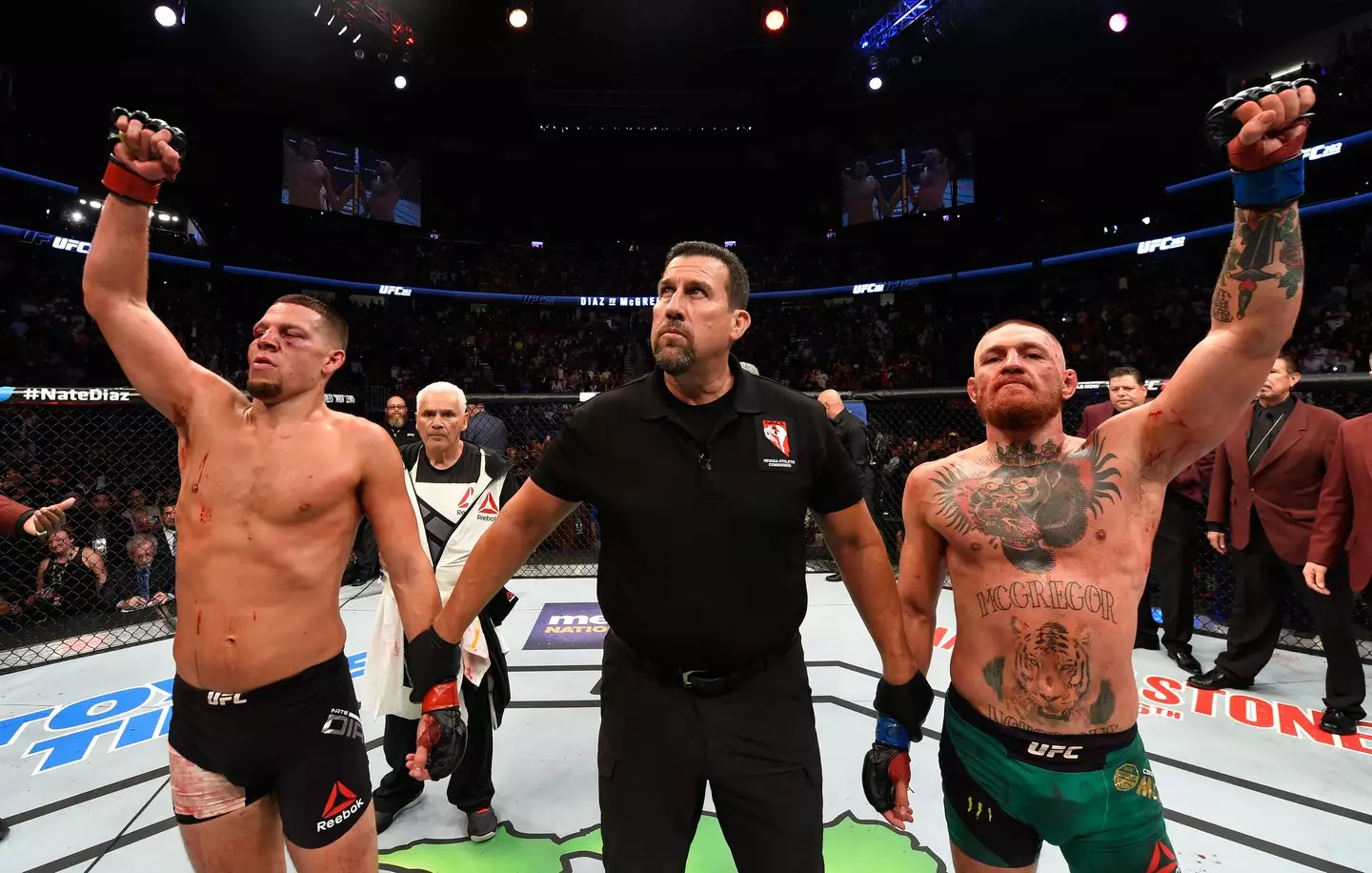 A trilogy between Nate Diaz and Conor McGregor has been mooted ever since their instant classic at UFC 202 in August 2016. Image: Getty