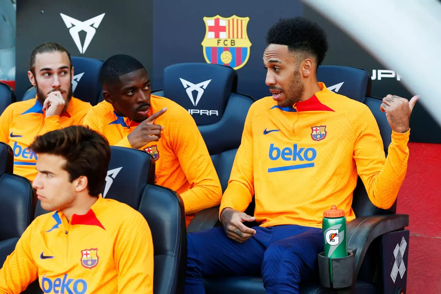 Dembele remained on the bench, but Aubameyang did make it on. Image: PA Images