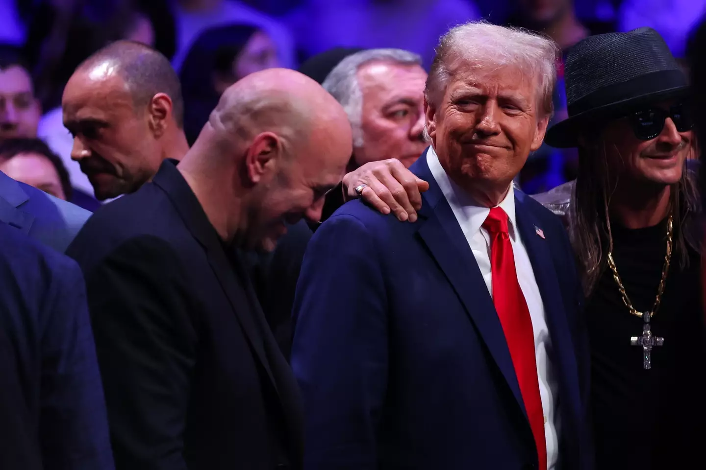 Joe Rogan and US President Donald Trump. (Image: Getty)