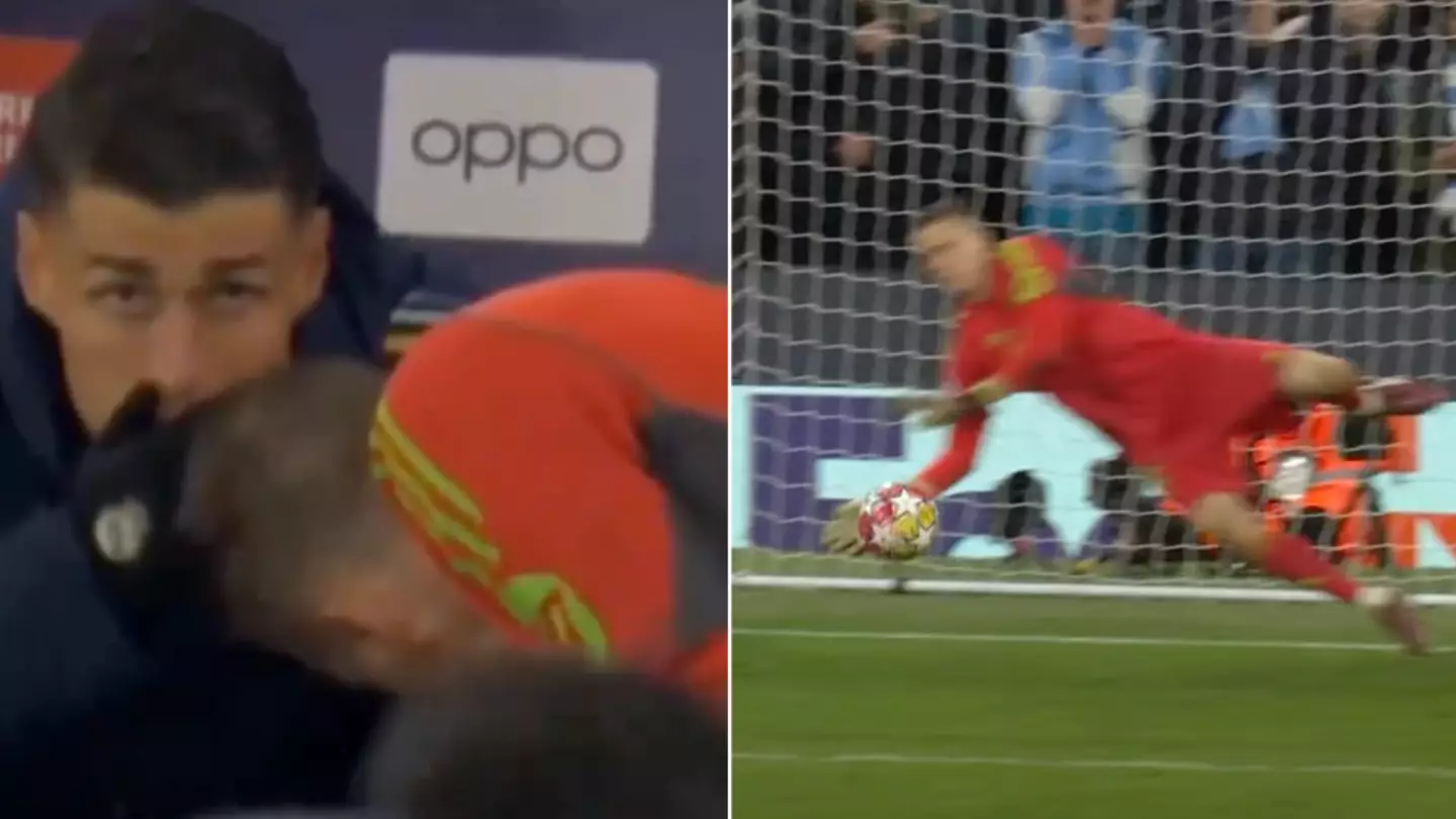 Kepa spotted giving Andriy Lunin 'instructions' on how to save Man City penalties
