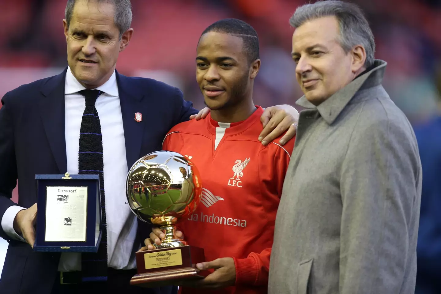 Raheem Sterling wins the 2014 Golden Boy award. PA Images / Alamy