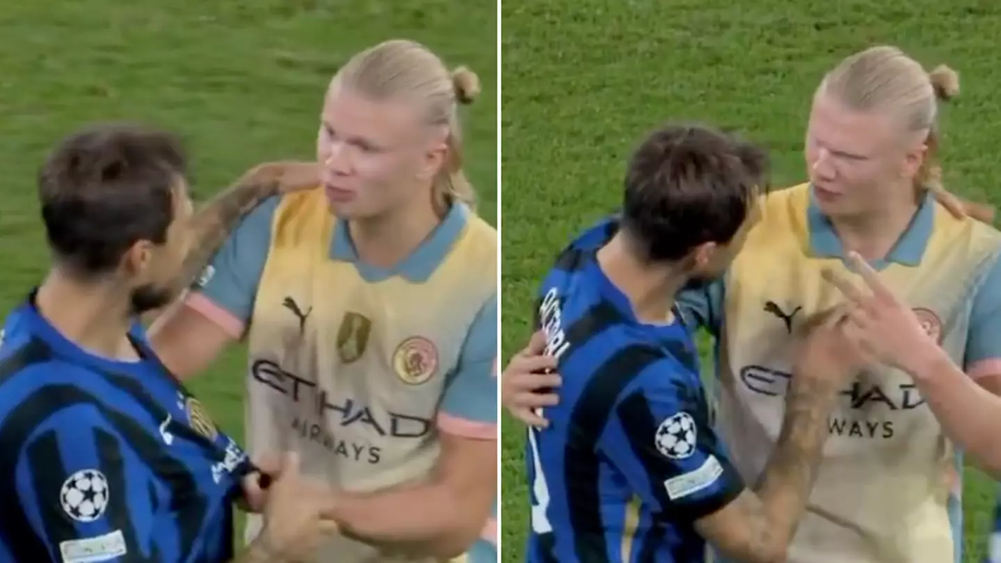 Erling Haaland appears to tell Inter Milan player to 'f**k off' during intense post-match incident