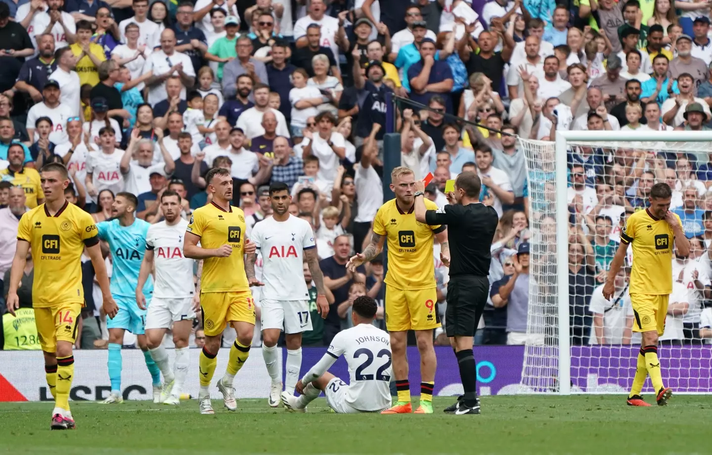 Sheffield United striker Oli McBurnie is the only player to receive a second yellow card for dissent this season. Image credit: Getty