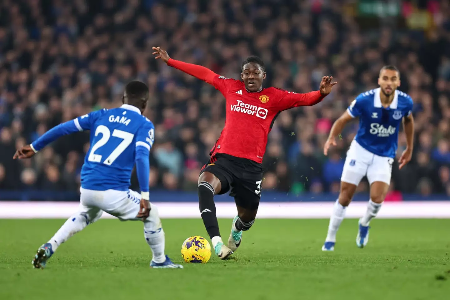 Kobbie Mainoo was outstanding against Everton (Image: Getty)