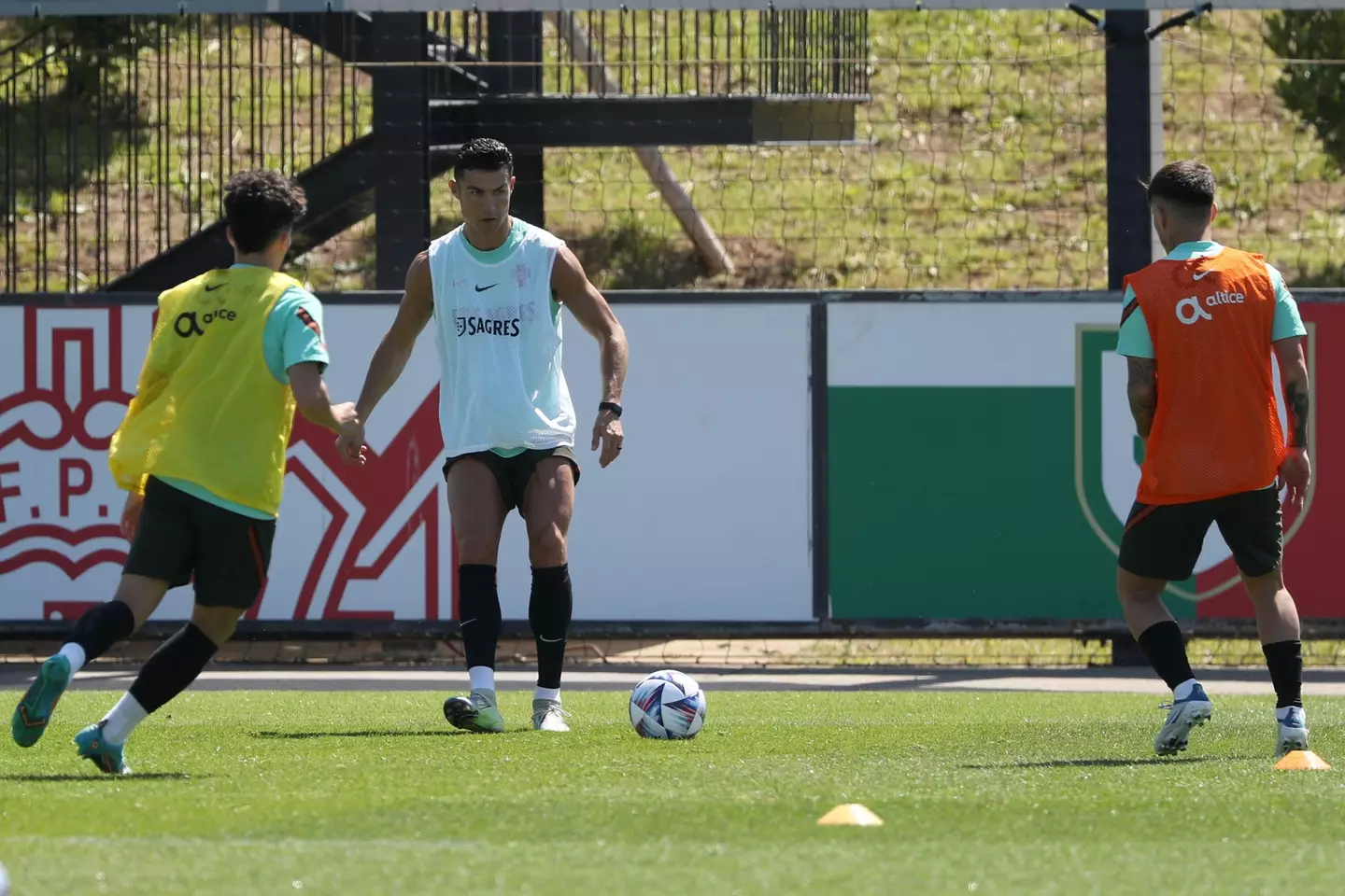 Cristiano Ronaldo in Portugal training. (Alamy)