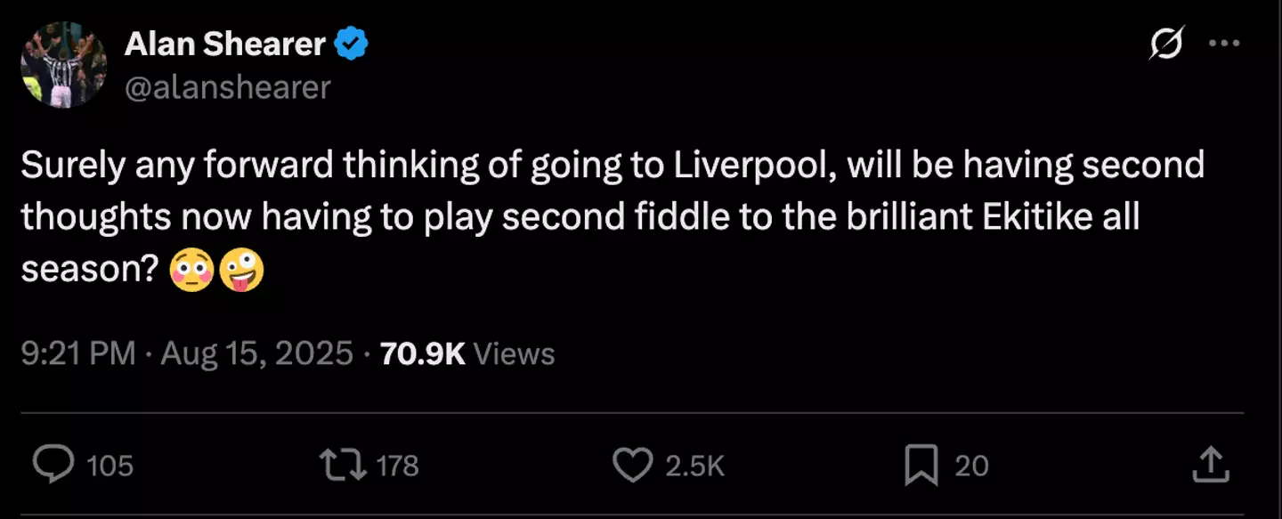 Image: Twitter/@alanshearer