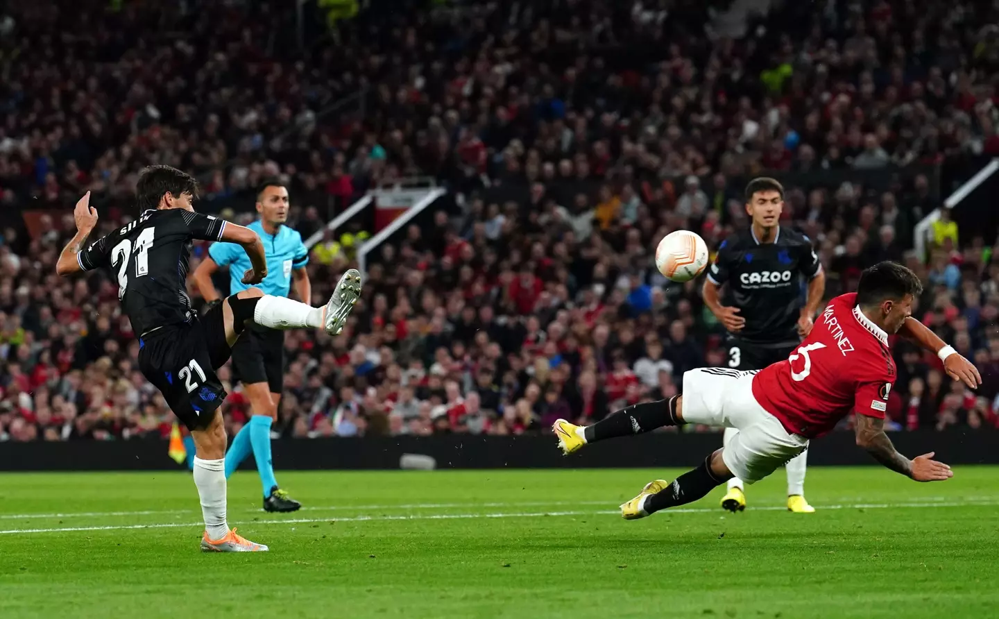 Martinez was adjudged to have handled the ball. Image: Alamy