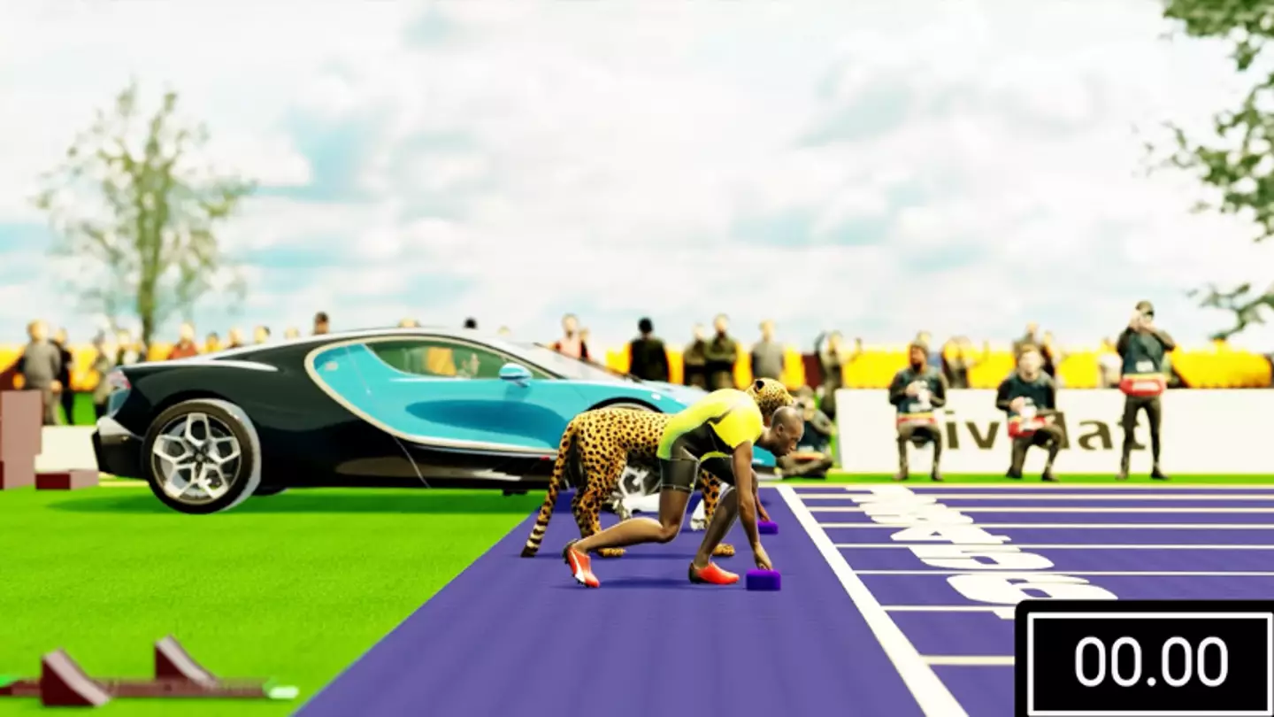 Incredible 3D simulation shows what would happen in a race between Usain Bolt and a Bugatti