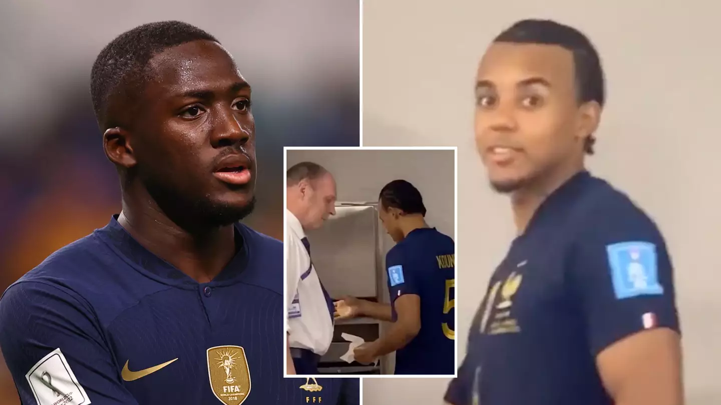 Jules Kounde and Ibrahima Konate were unable to celebrate with the France players after beating Morocco