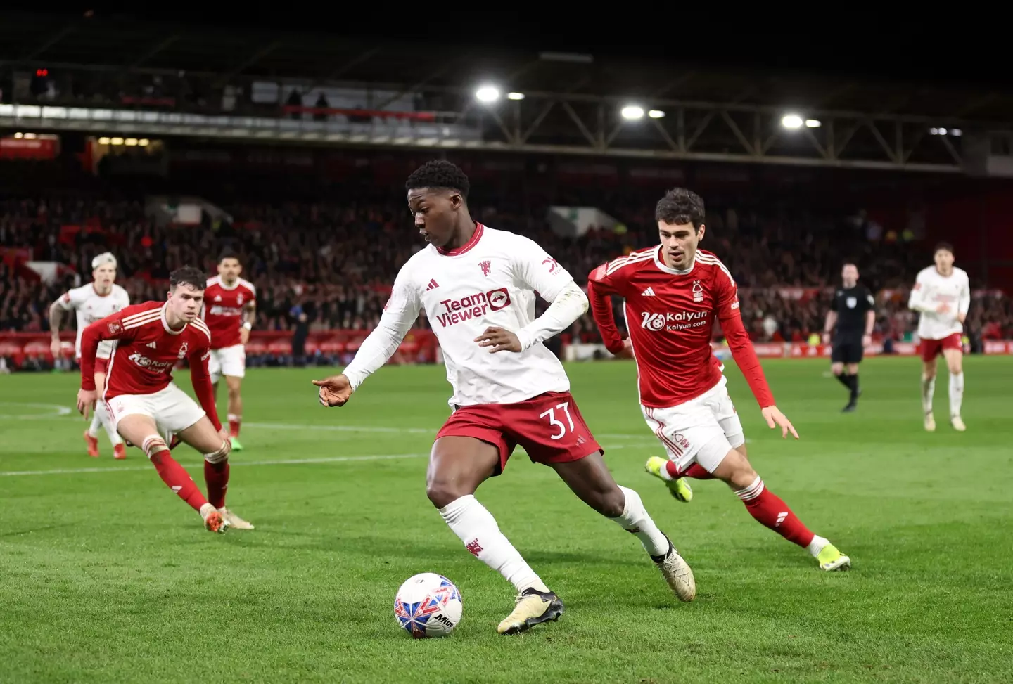 Kobbie Mainoo in action against Nottingham Forest in the FA Cup. Image: Getty