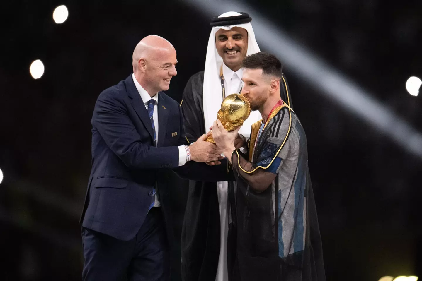 Messi with the actual World Cup trophy. (Image