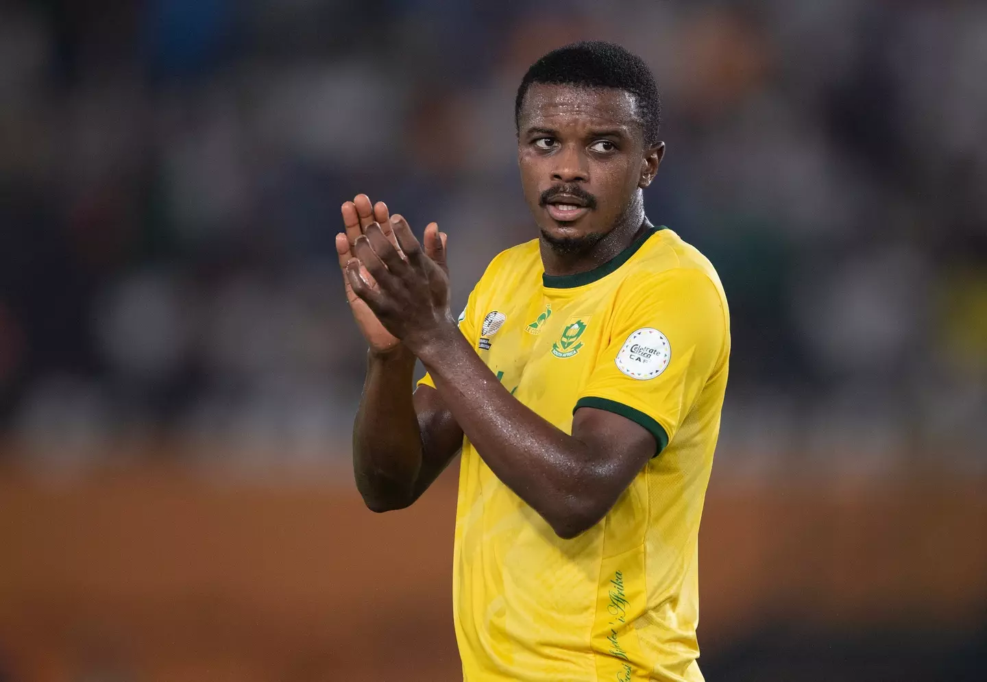 Teboho Mokoena pictured playing for South Africa last year. Image credit: Getty
