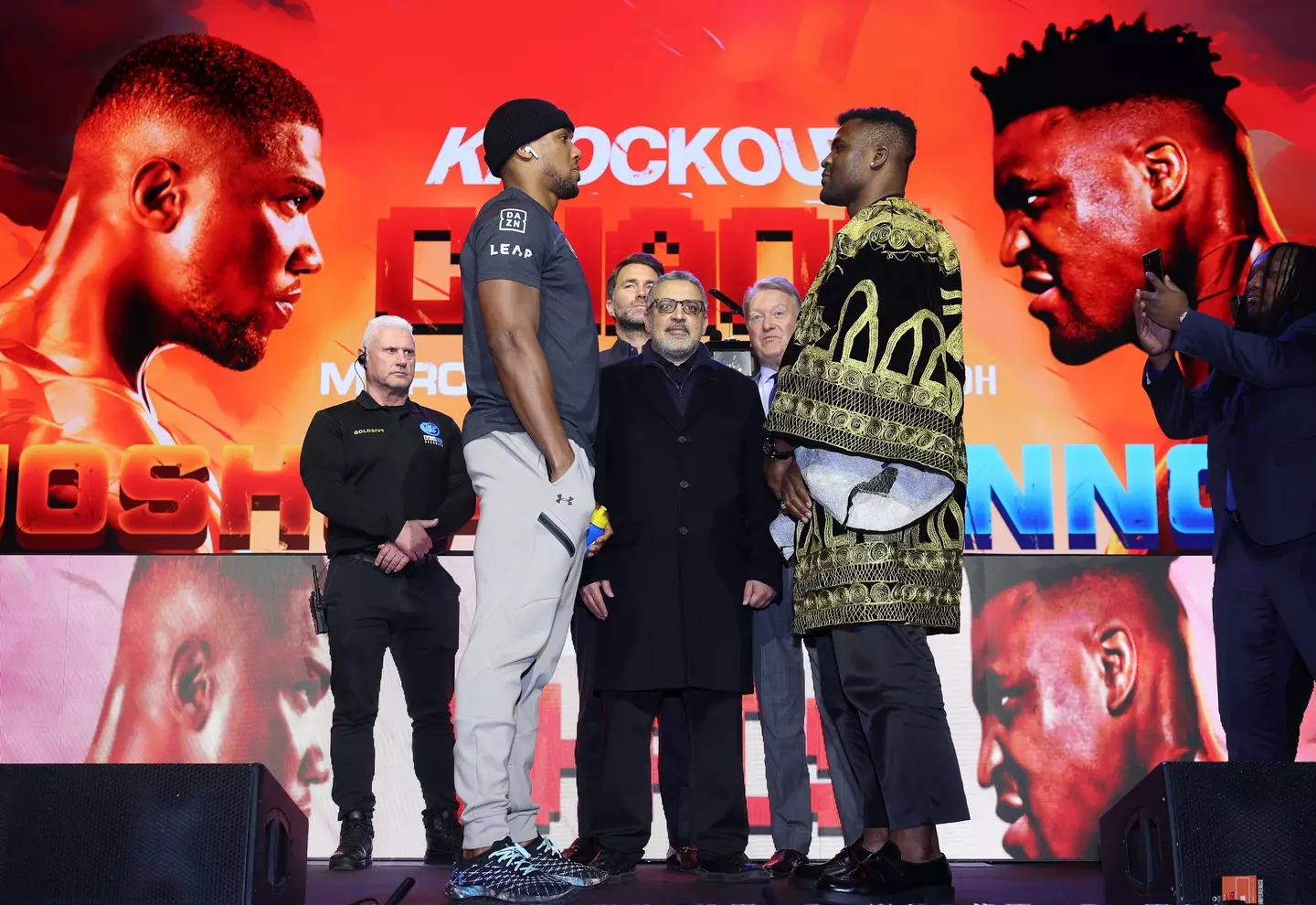 Anthony Joshua and Francis Ngannou go head-to-head. Image: Getty