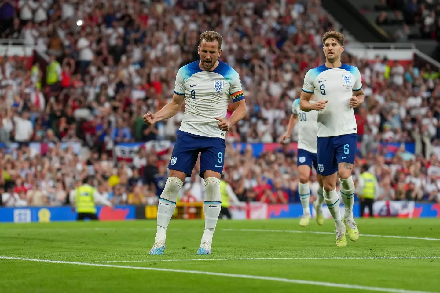 Kane celebrates scoring against North Macedonia. Image: Alamy