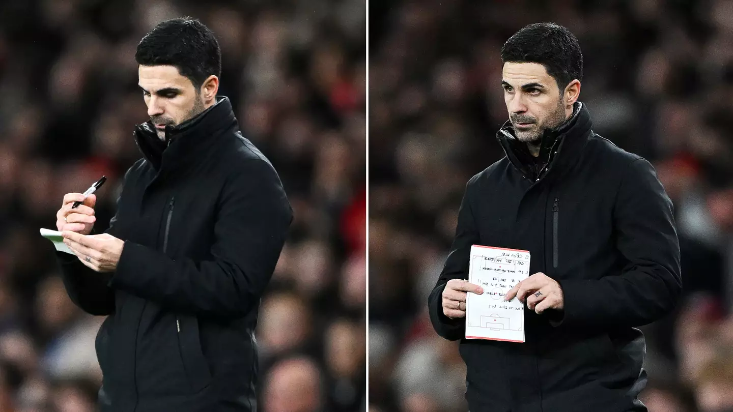 Mikel Arteta accidentally exposed his Arsenal tactics sheet to TV cameras against West Ham