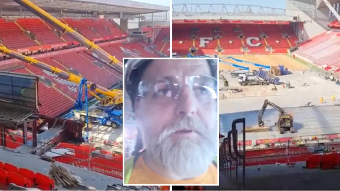 Constructor claims he was sacked after posting video inside Liverpool stadium work