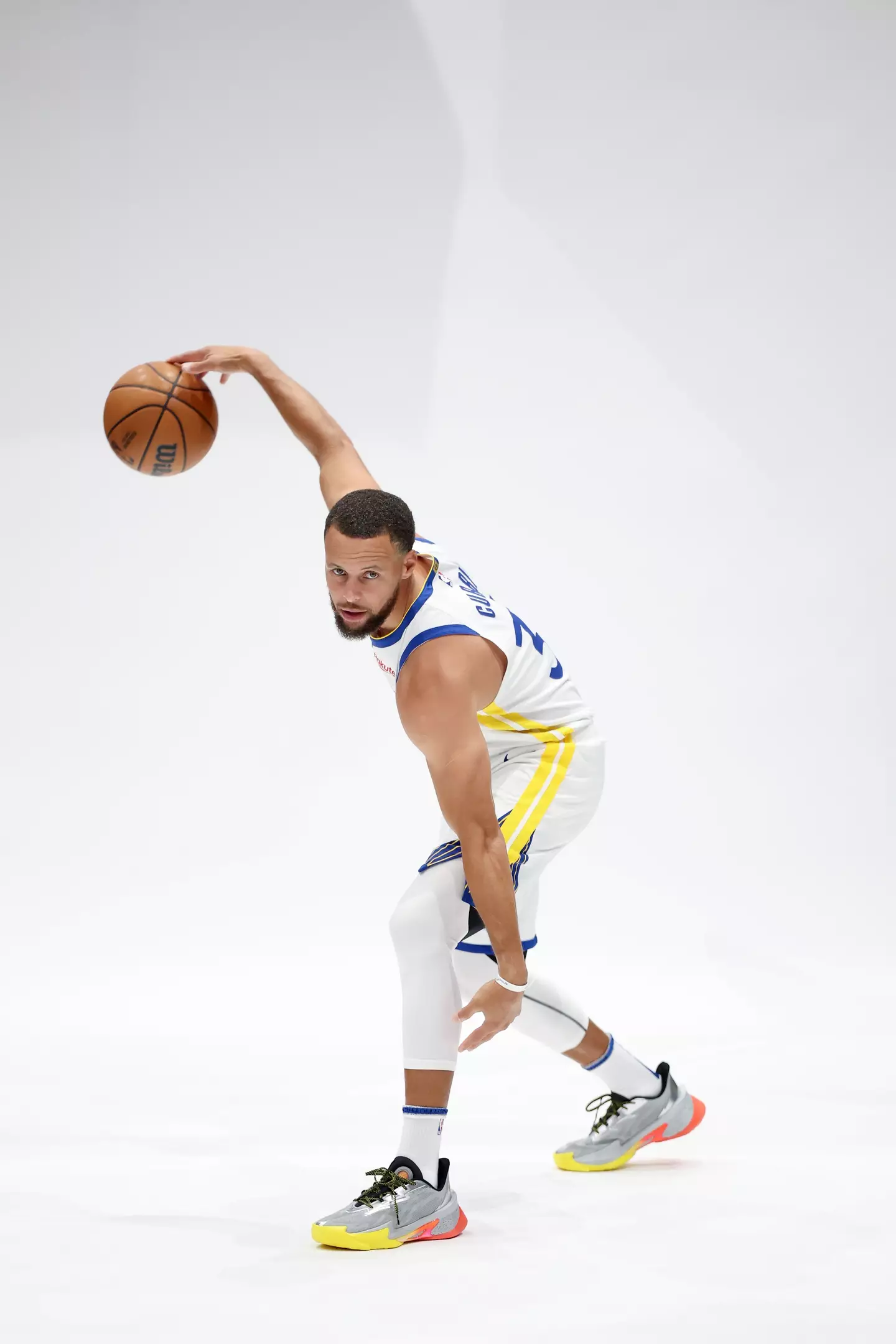 Steph Curry at the Golden State Warriors media day. Image: Ezra Shaw / Staff via Getty