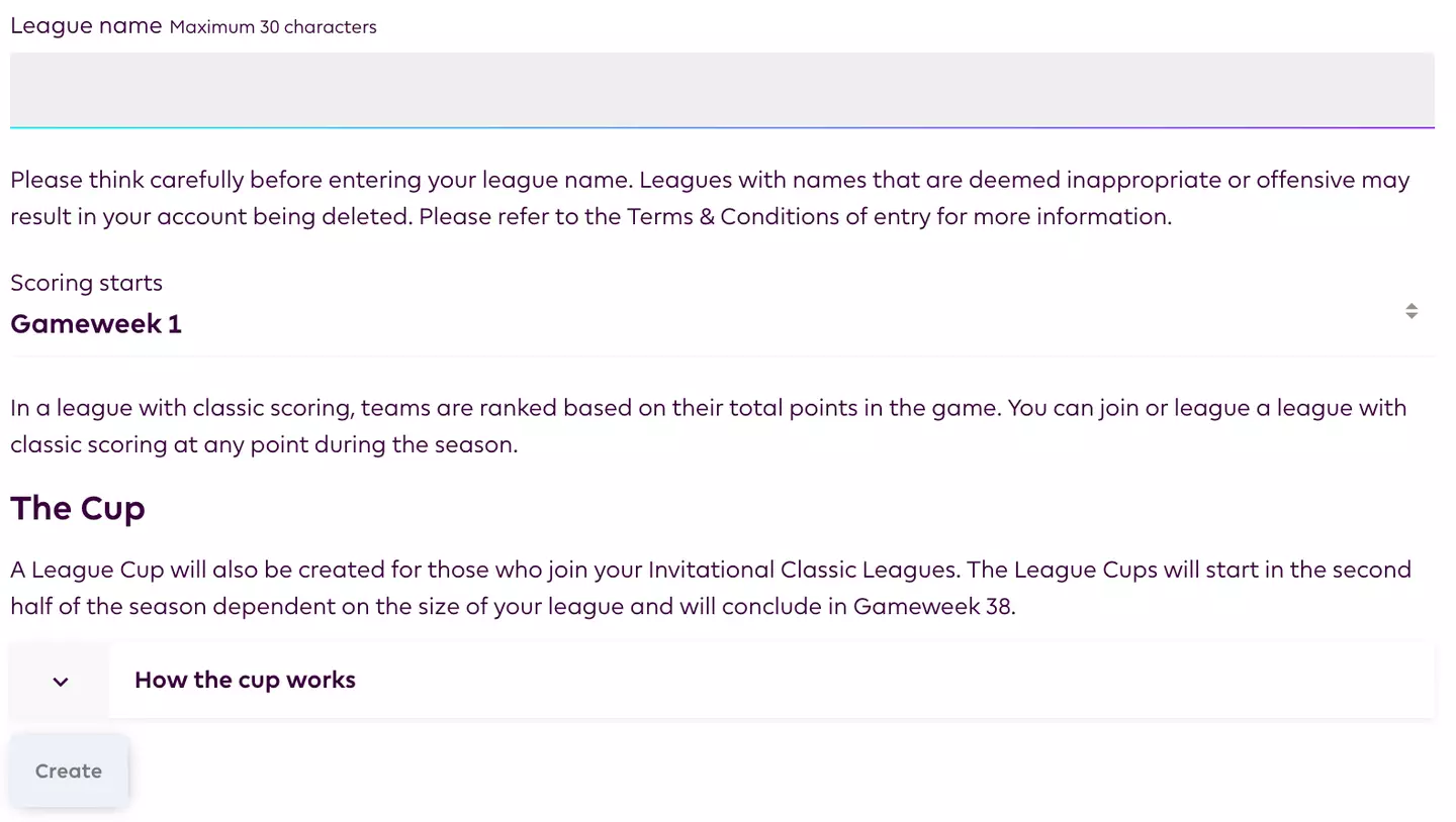 The 'Leagues & Cups' tab on FPL 2023/24