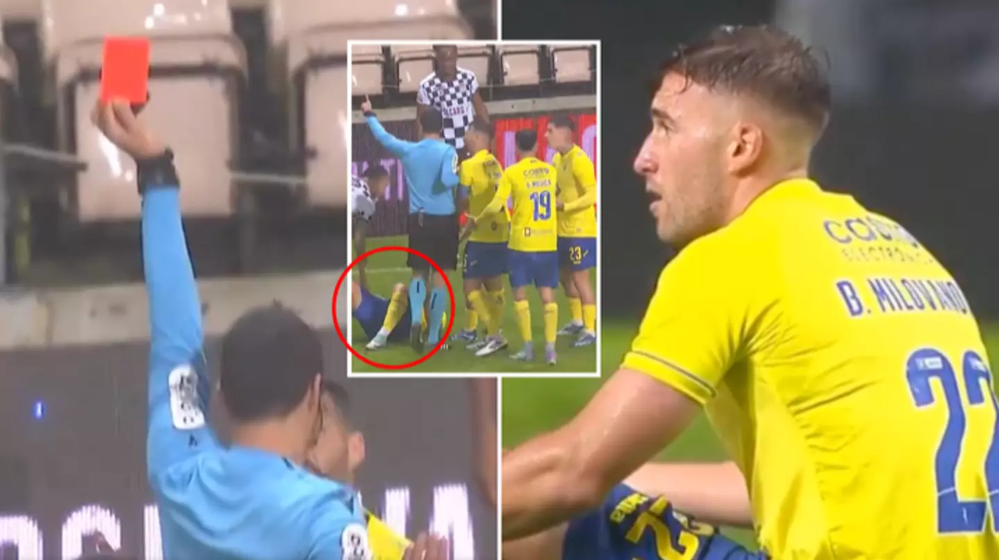 Ukrainian player shown bizarre red card after 'asking to be substituted' during Portuguese game