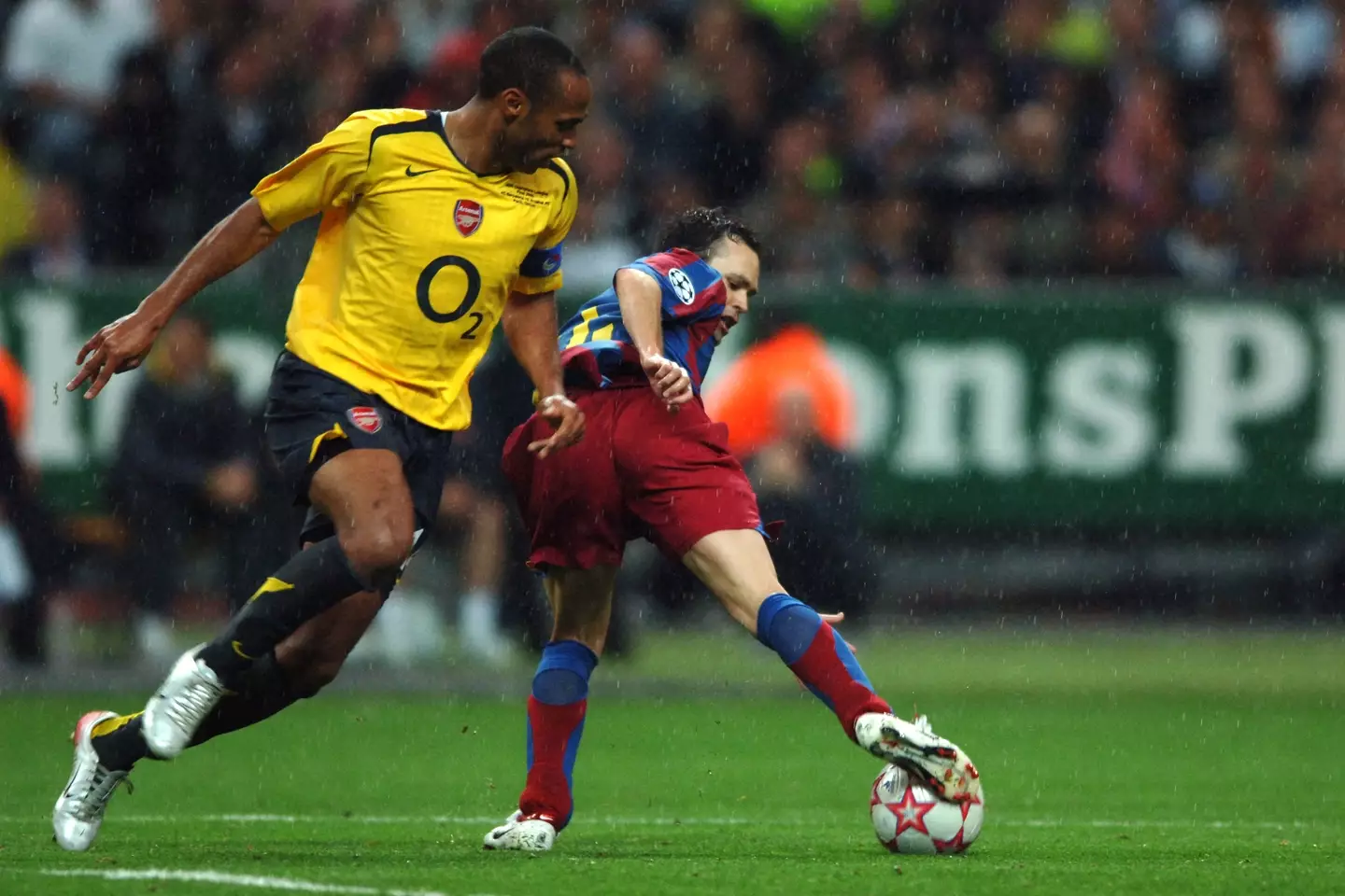 Thierry Henry and Andres Iniesta in the Champions League in 2006- Getty