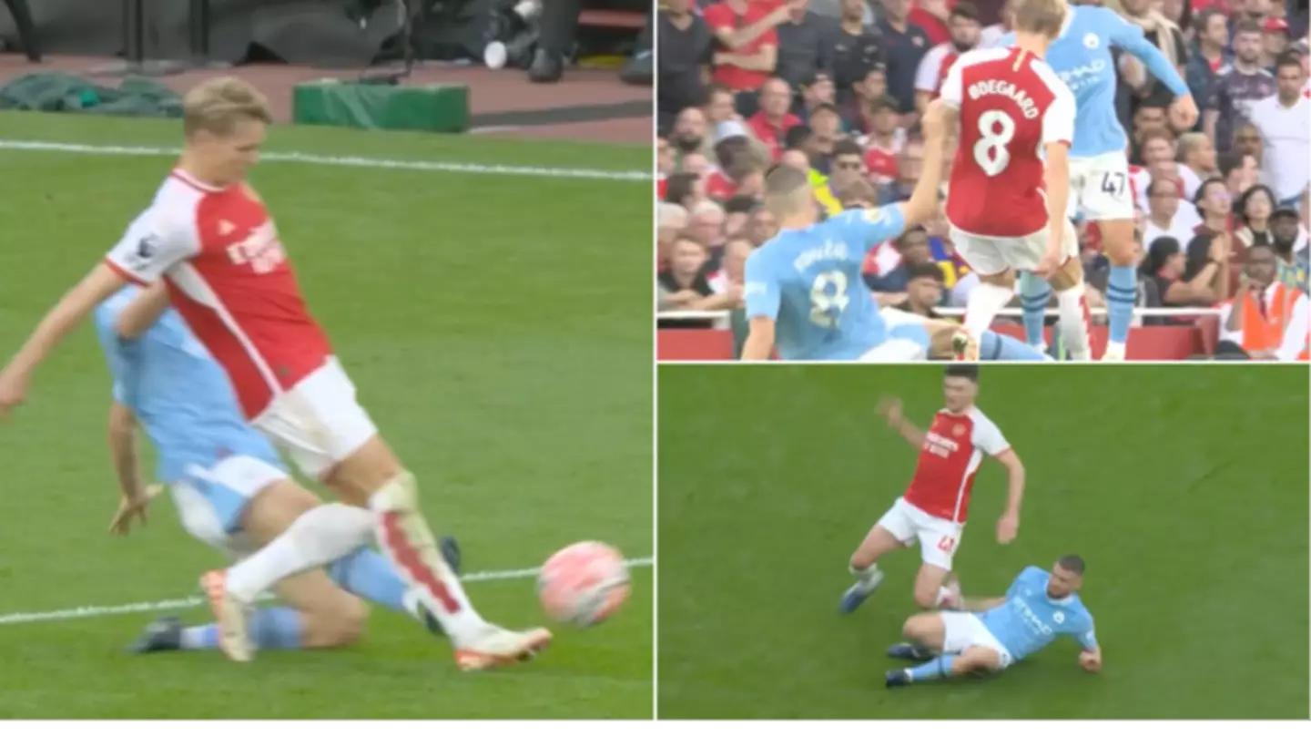 Arsenal fans furious after Mateo Kovacic avoids second yellow card for lunge on Declan Rice