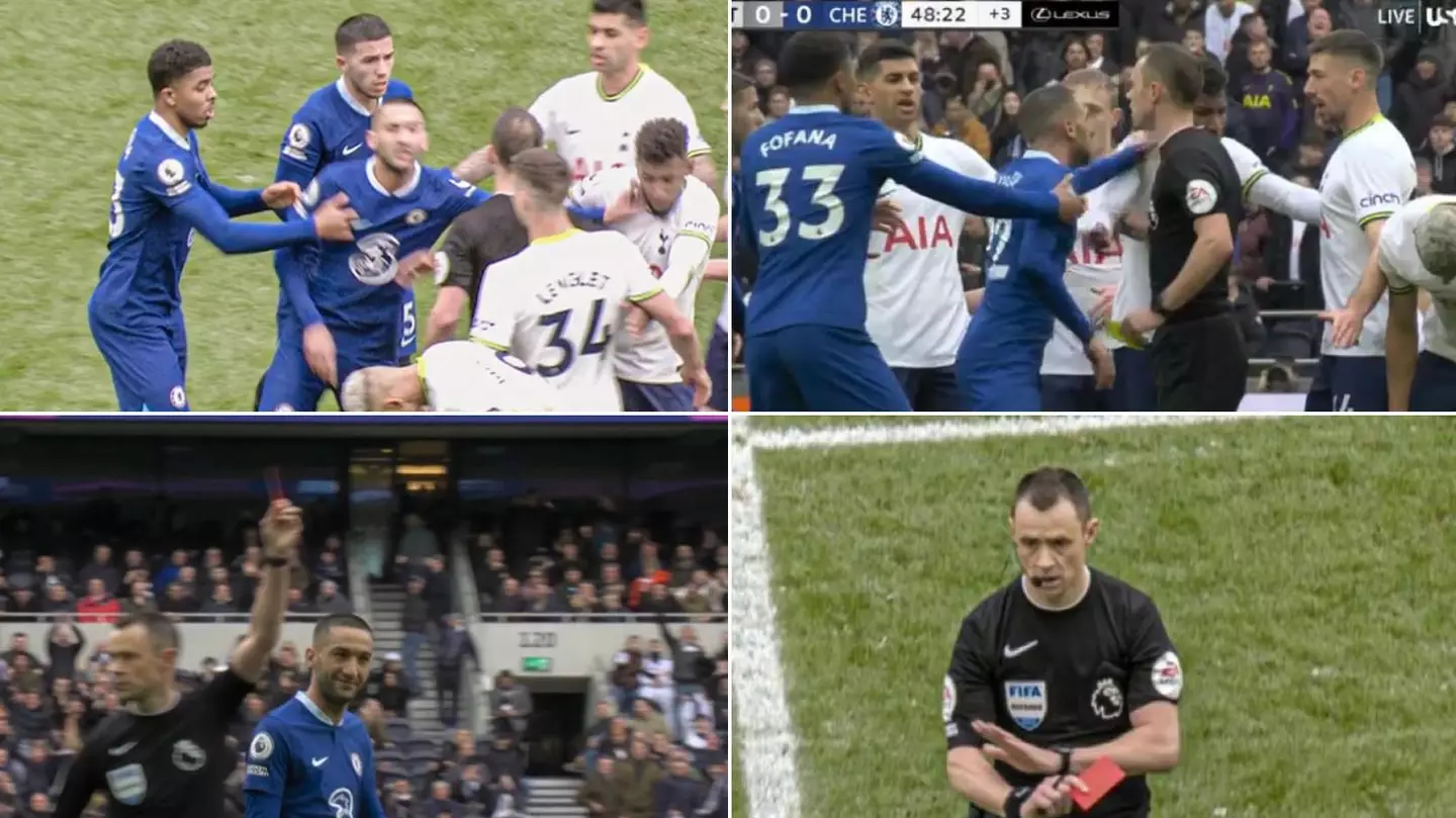 VAR farce as Hakim Ziyech is sent off but then Stuart Attwell rescinds it after watching incident