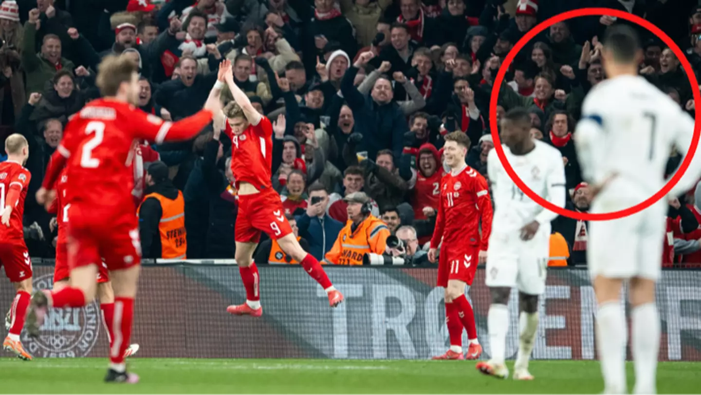 Cristiano Ronaldo's reaction spotted after seeing Rasmus Hojlund copy his goal celebration for Denmark