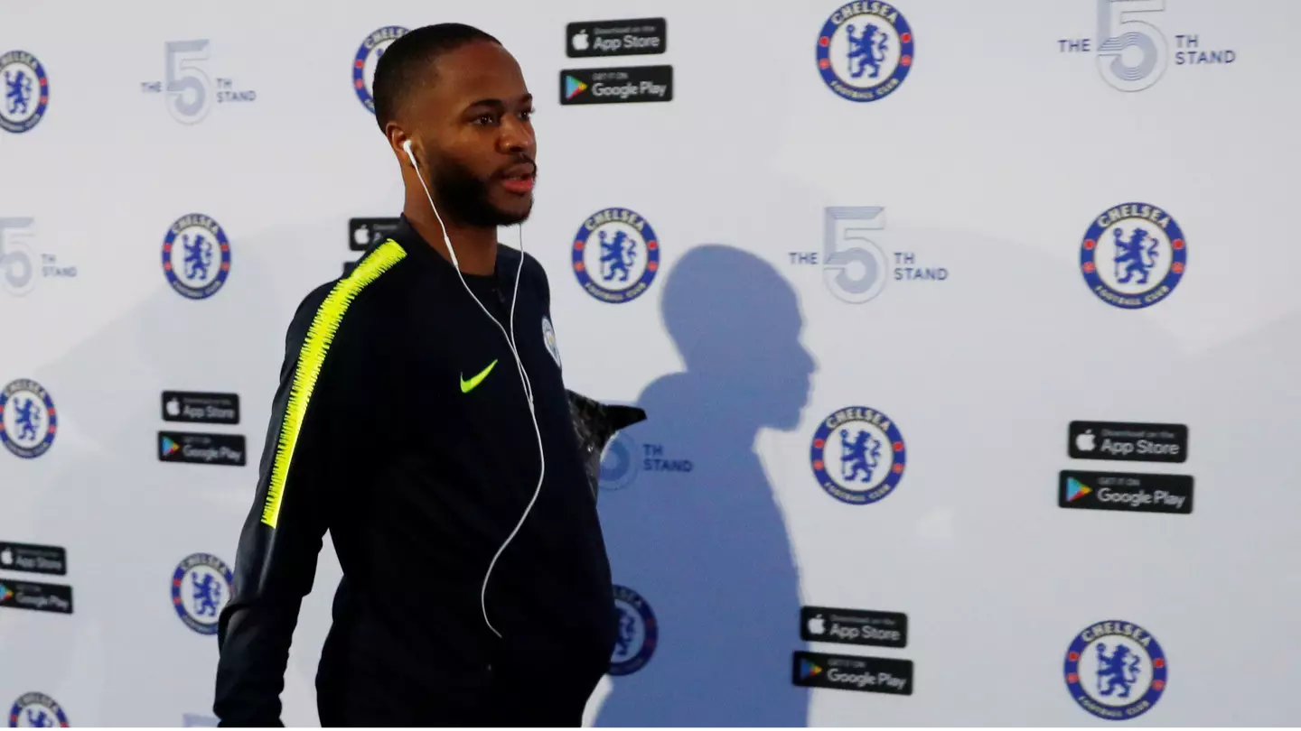 Raheem Sterling arriving at Chelsea's Stamford Bridge (Image: Alamy)