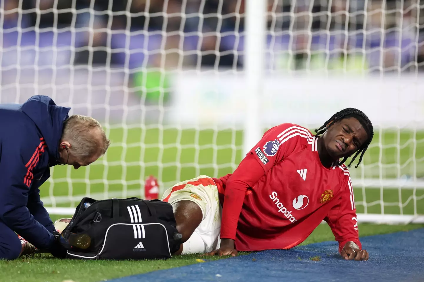 Ayden Heaven was stretchered off on his first Premier League start. Image: Getty