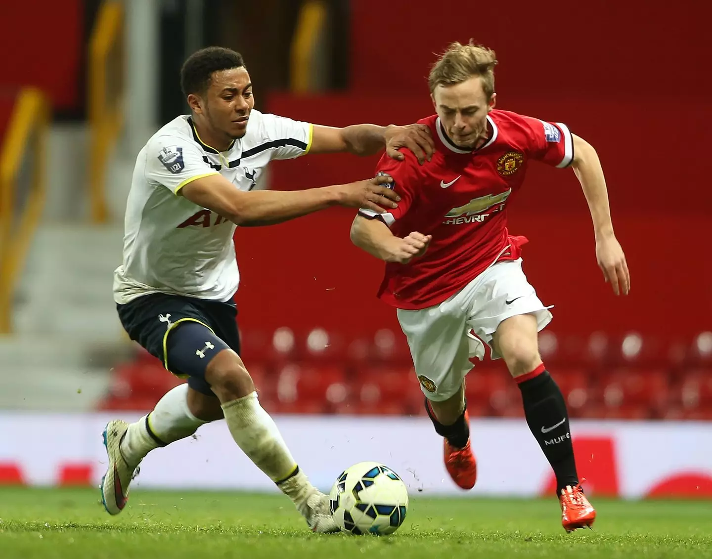 Andy Kellett in action for Manchester United's under-21 side. Image: Getty