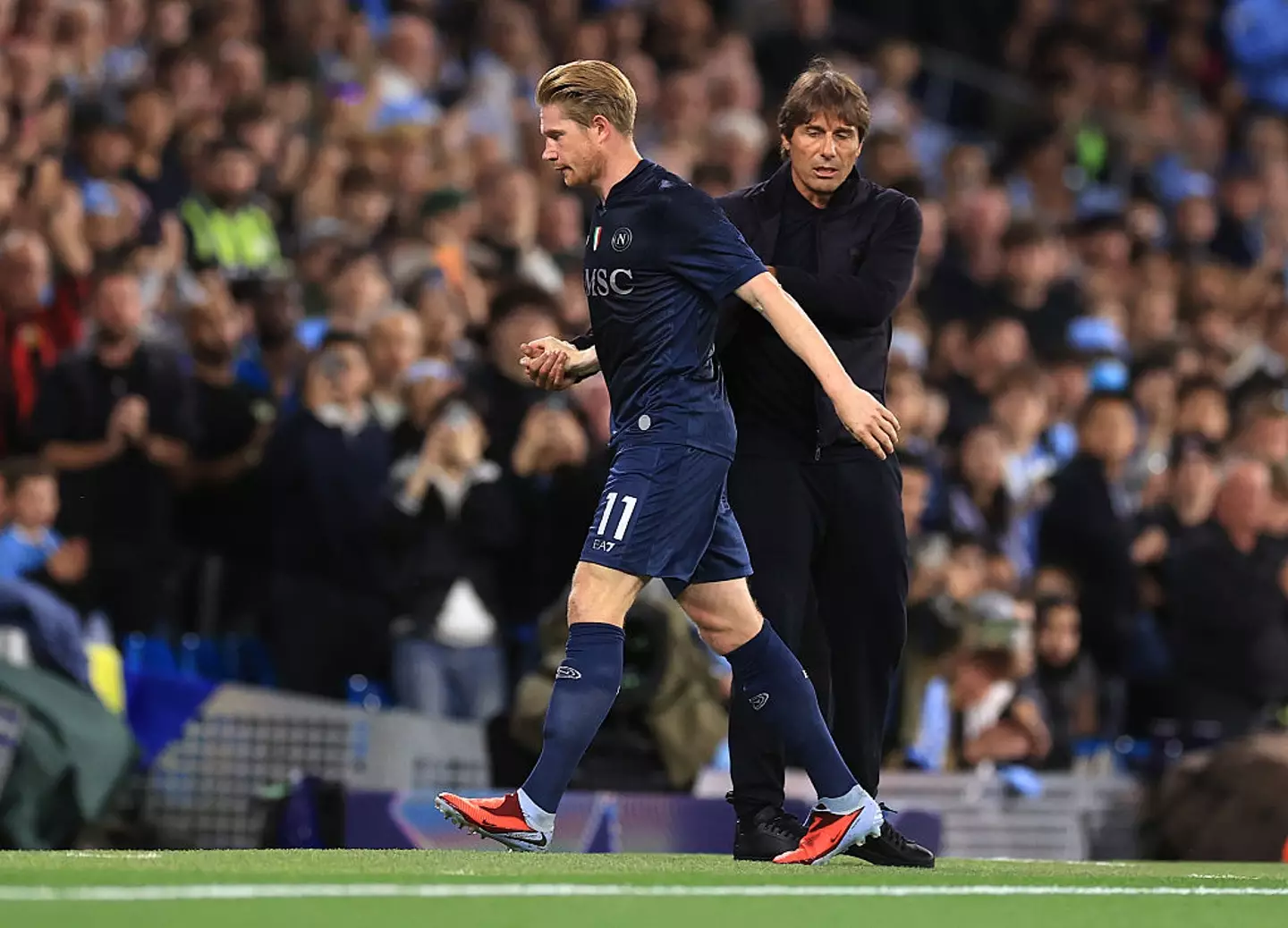 De Bruyne's return to the Etihad was cut short. (Image: Simon Stacpoole/Offside/Offside via Getty Images)