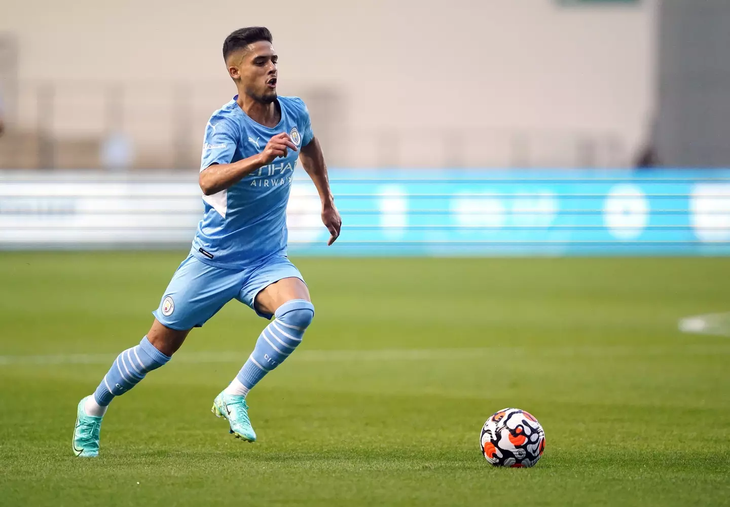 Yan Couto in pre-season action for Manchester City (PA Images / Alamy )