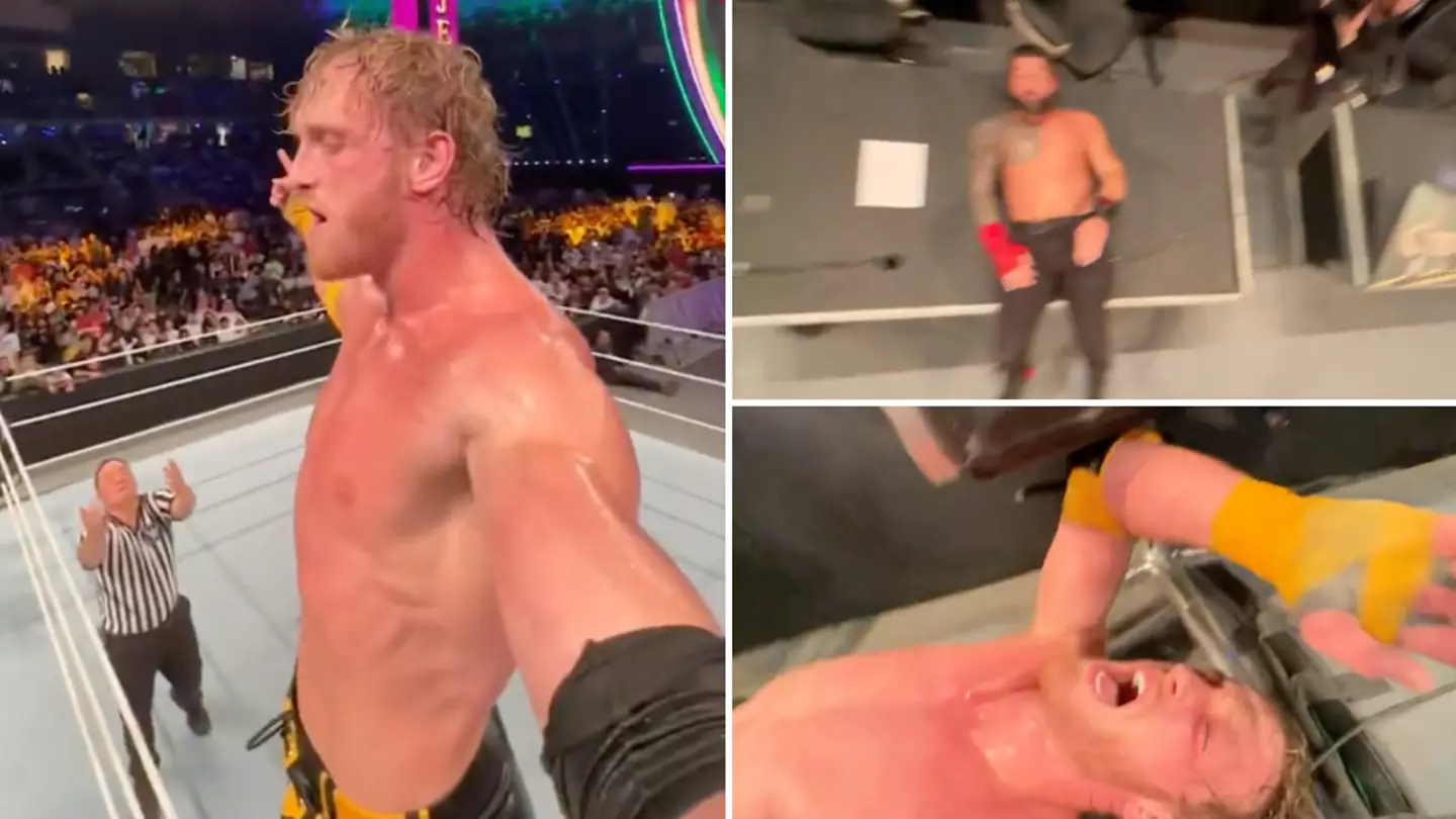 Logan Paul filmed himself crashing through Roman Reigns with a frog splash, his POV is insane