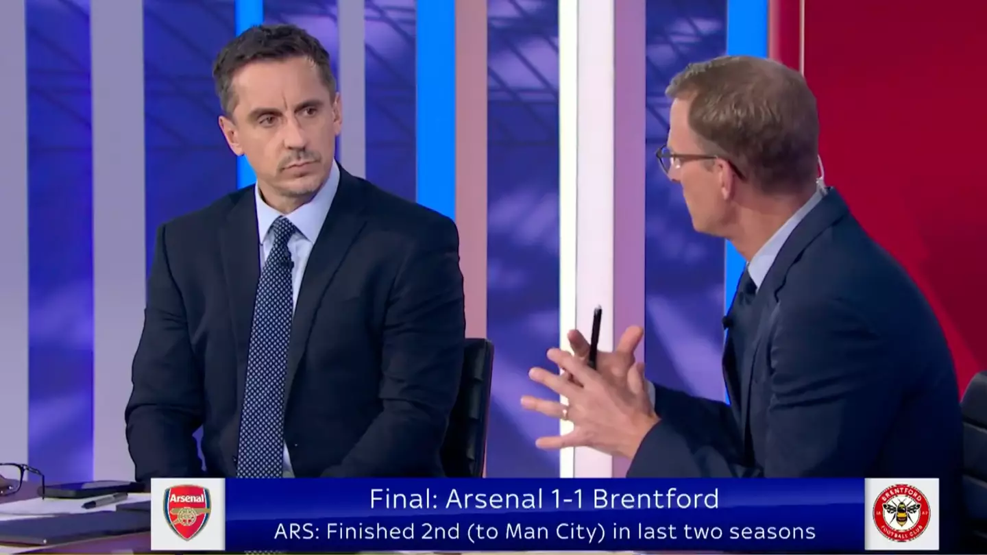 Gary Neville dismantled by fellow pundit after making claims about Arsenal's season after Brentford draw