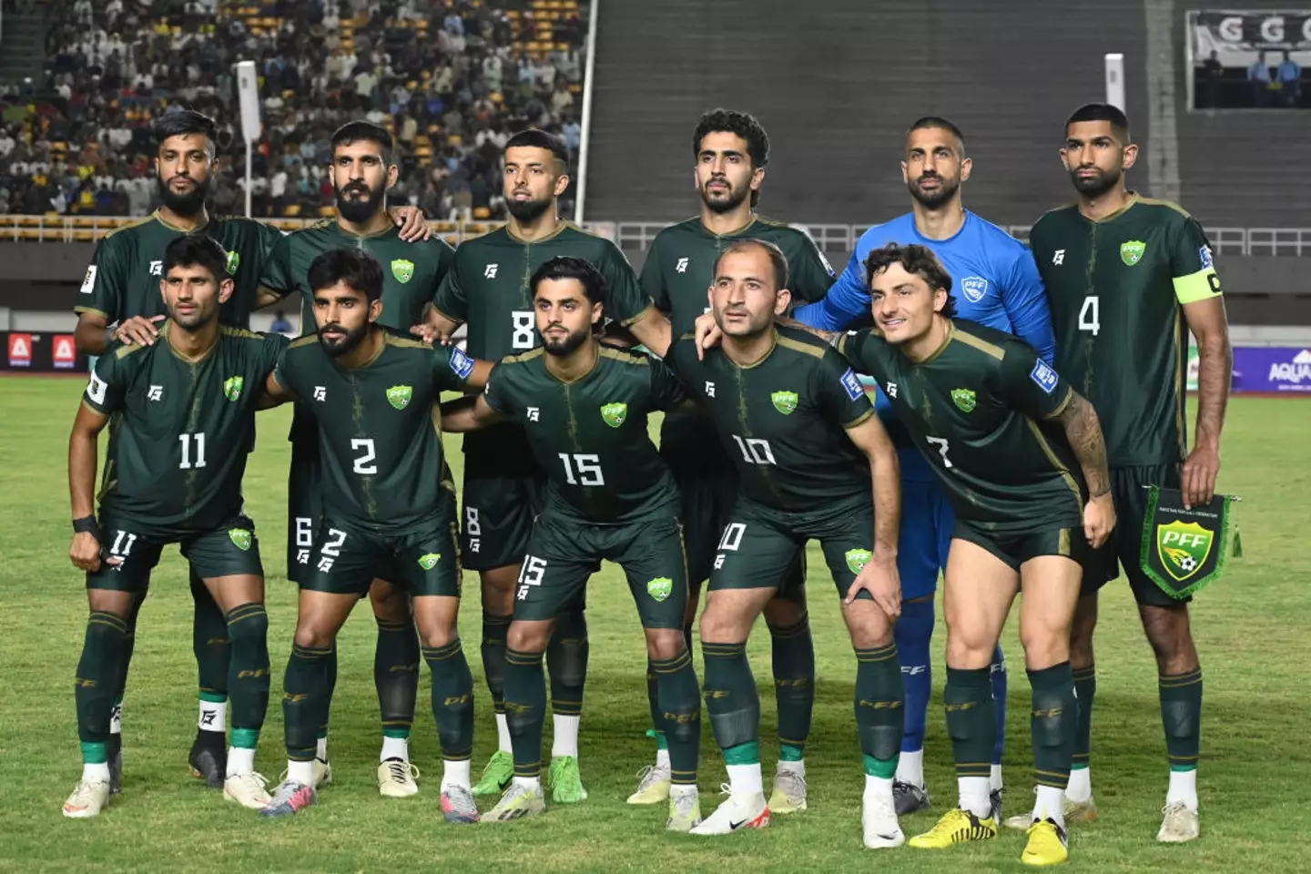 Pakistan players line up before a 2026 World Cup qualifier against Saudi Arabia - Getty