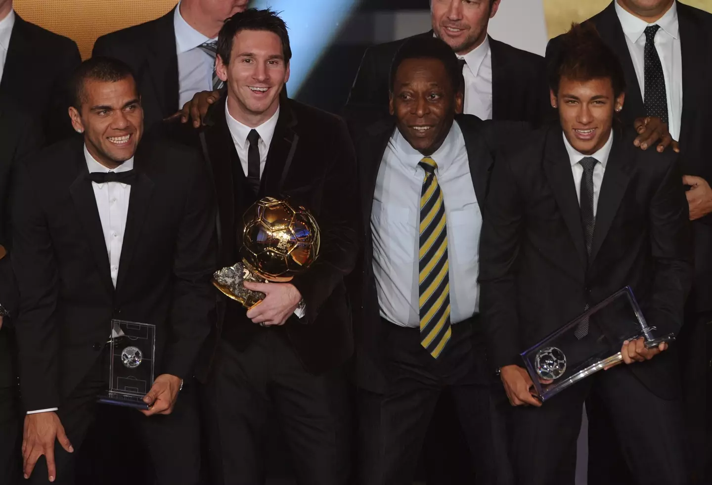 Neymar with Pele during the Ballon d'Or ceremony in 2012. Image: Getty 