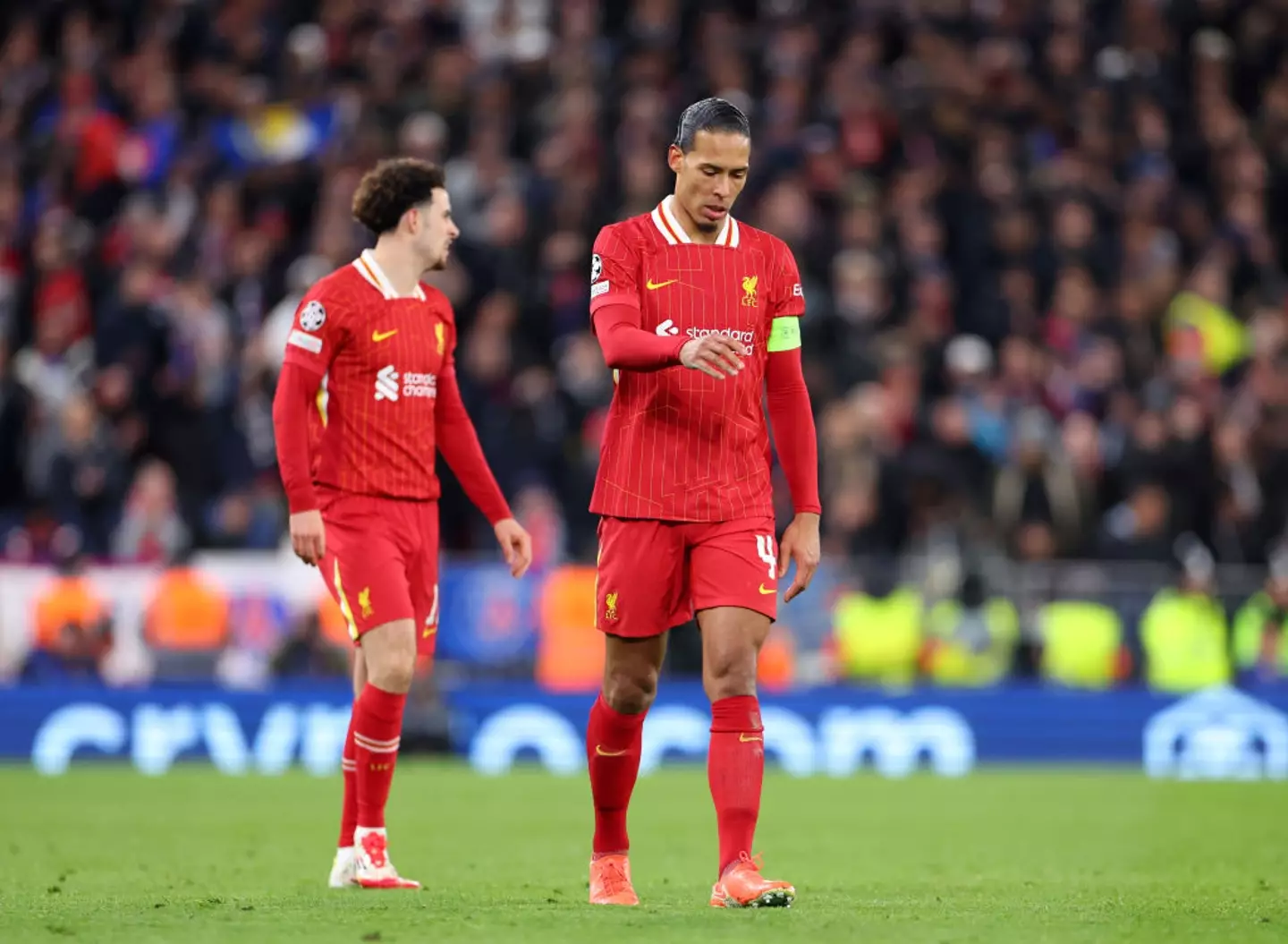 Virgil van Dijk pictured during Liverpool's second leg defeat to Paris Saint-Germain (Image: Getty)