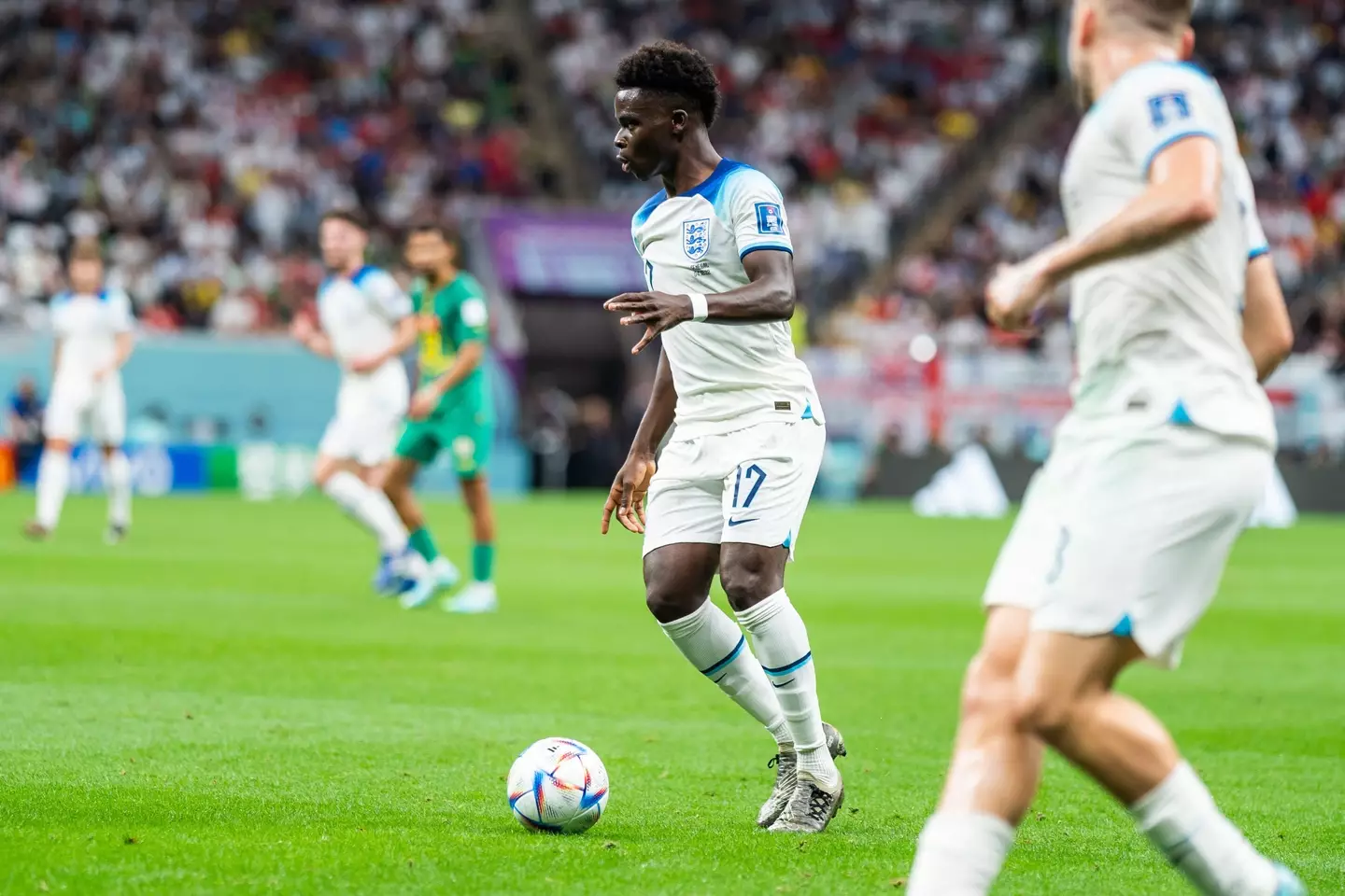 Bukayo Saka in action for England at the World Cup. Image: Alamy 